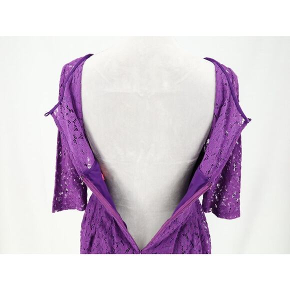 Betsey Johnson Dress Womens 2 Purple Lace Fit n Flare Lined Pleated Skirt - Picture 13 of 14